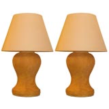 Pair of Modern Neoclassical Plaster Table Lamps after Jean Michel Frank