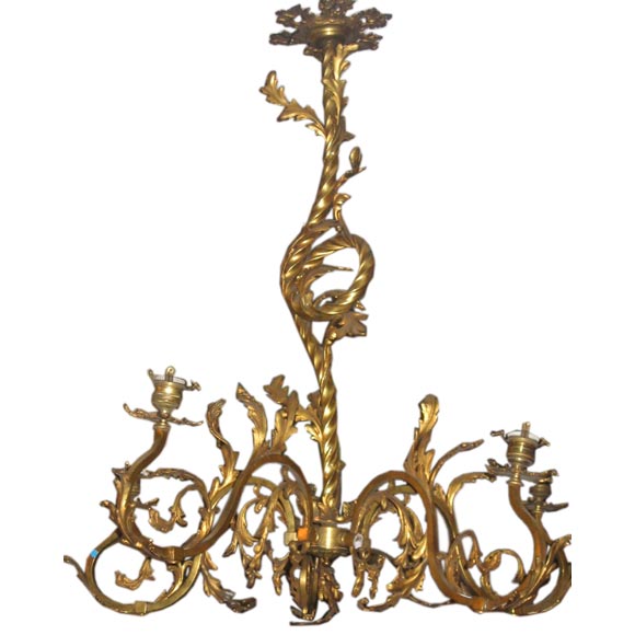 French Gilt Bronze Chandelier in the Rococo Style