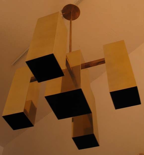 Mid-20th Century Italian Five-Arm BrassChandelier