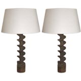 Pair of Found Object Table Lamps in Spiral Form