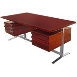Italian Modernist  Solid Mahogany Desk