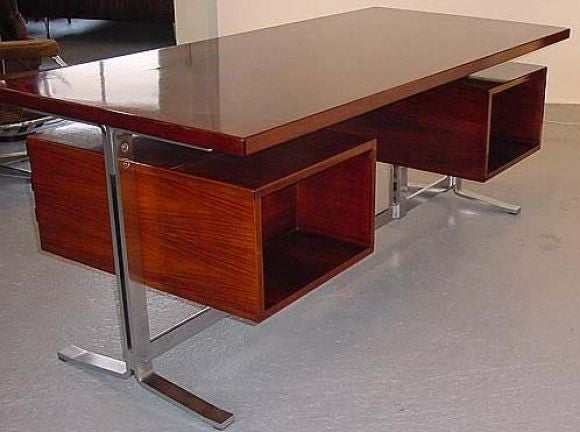 Italian Modernist  Solid Mahogany Desk