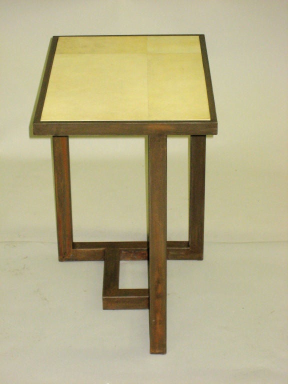 20th Century Custom Pair of French Parchment Covered Side / End Tables after Paul Dupré-Lafon For Sale