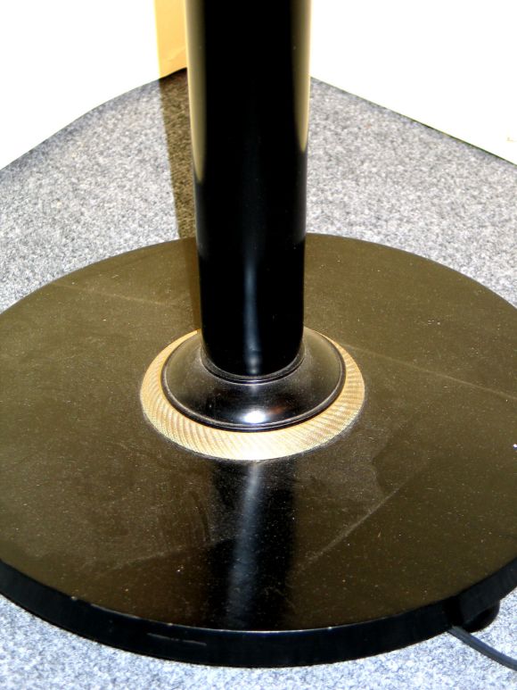 20th Century French Mid-Century Modern Neoclassical Ebonized and Gilt Bronze Floor Lamp For Sale