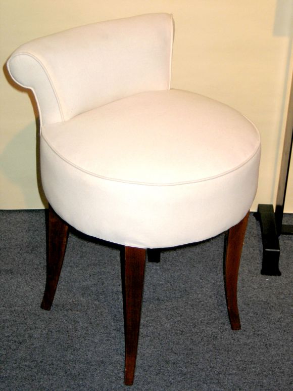 Elegant and Sensuous Vanity Chairs/Stools by Andre Arbus. Sycamore Wood Covered with Muslin. Sold Individually.