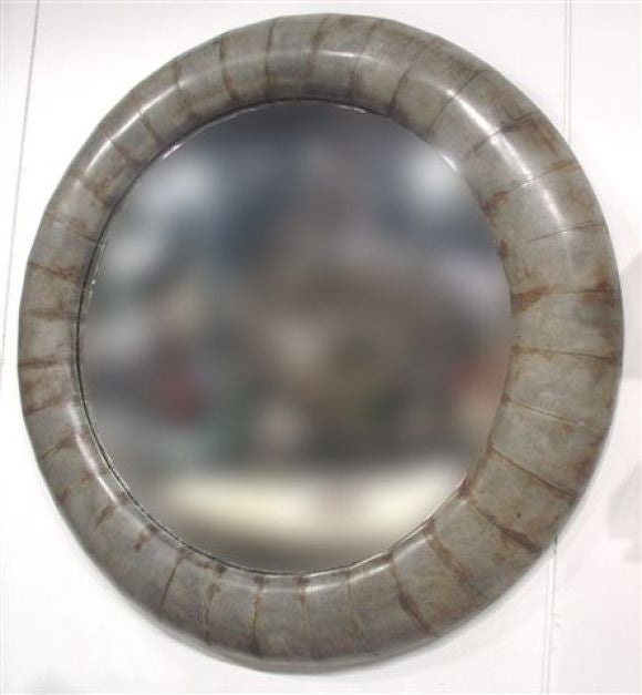 2 Large Chic Wall Mirrors Made from Hammered Zinc and Steel. Each piece sold individually.