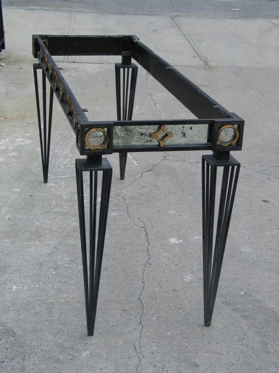 Contemporary French Modern Neoclassical / 1940 Style Iron Consoles after Gilbert Poillerat For Sale