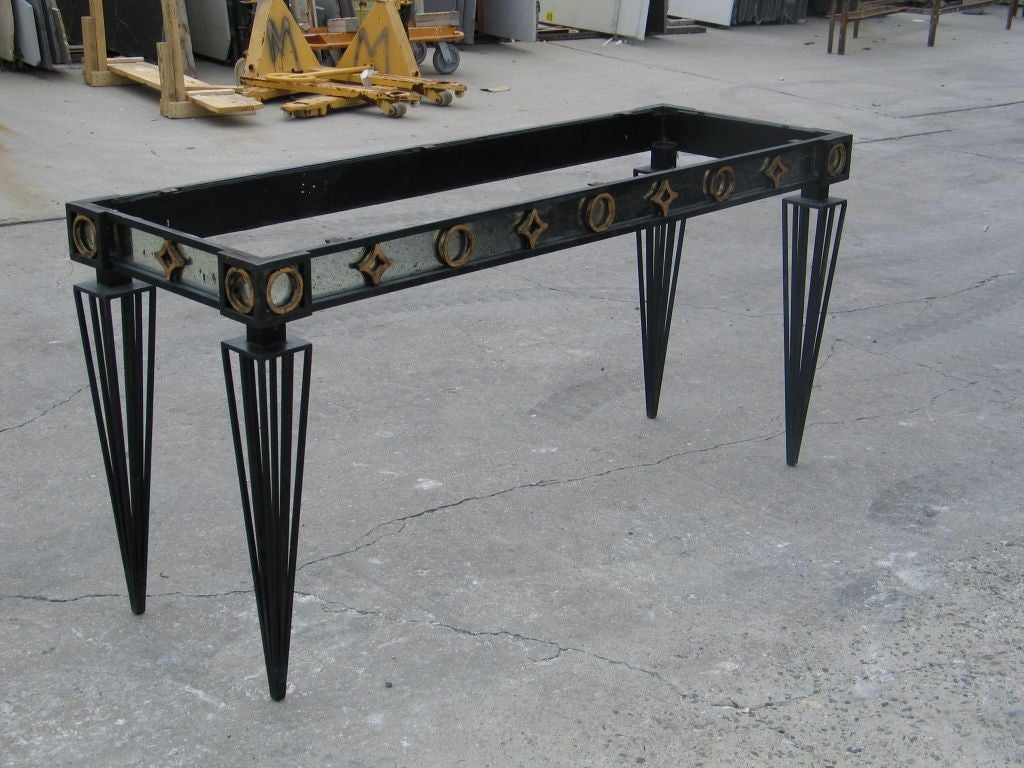 French Modern Neoclassical / 1940 Style Iron Consoles after Gilbert Poillerat For Sale 1