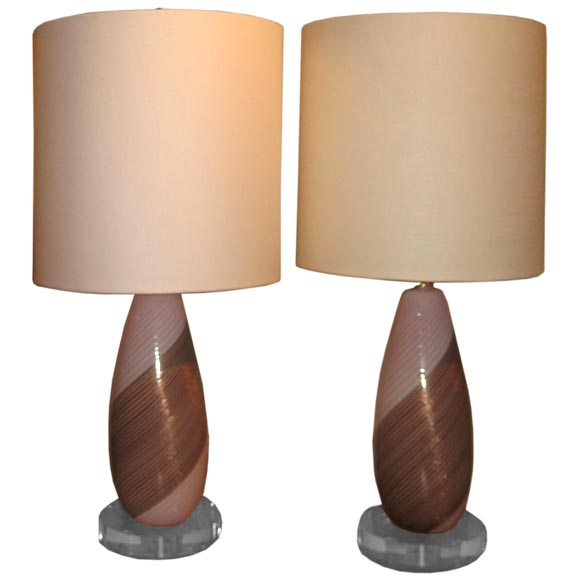 Dino Martens Pink and Brown lamps For Sale