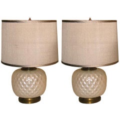 Vintage Venini Quilted Glass Table Lamps