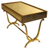 Lyrical French Bronze Cocktail Table with Mirrored Plateau