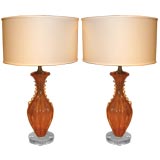 Pair of Pink Seguso Table Lamps
