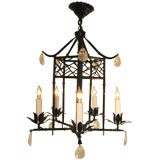 Chinoiserie Chandelier with Rock Crystal Drops