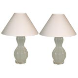 Pair of Fine Latticino Italian Glass Table Lamps