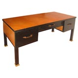 Stunning Two Tone Leather Covered French Executive Desk