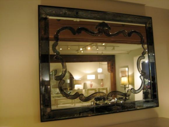 Spectacular Huge Wall Mirror with Antique Mirror Accents