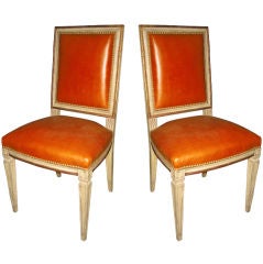10 Maison Jansen Regency Dining Chairs in Cognac Leather