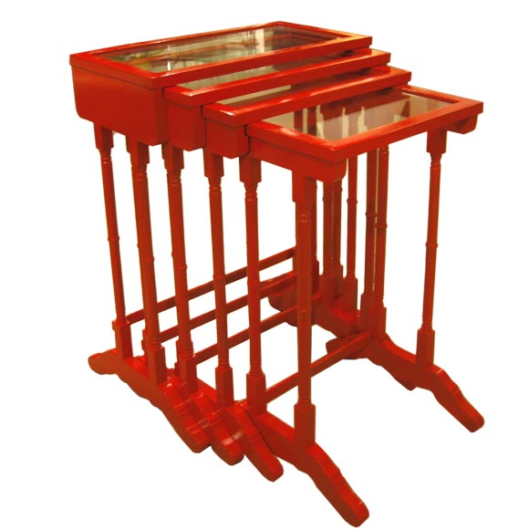 "Jungle Red" Nesting Tables For Sale