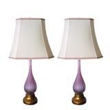 Lovely Pair of Seguso Table lamps in Lavender Pink