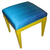 Adorable Regency Stool in Chartreuse with Blue Silk Top