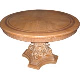 Superb French Cerused Games Table with Corinthian Column Base
