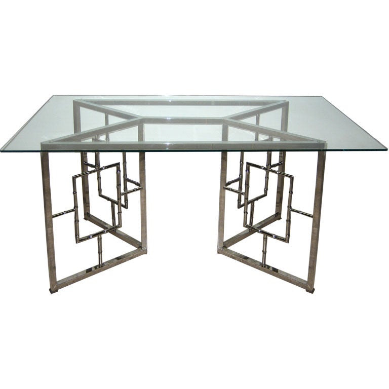 French Nickel Plated Bamboo Table Desk