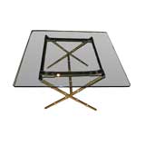Jacques Adnet Brass Bamboo and Leather Coffee Table