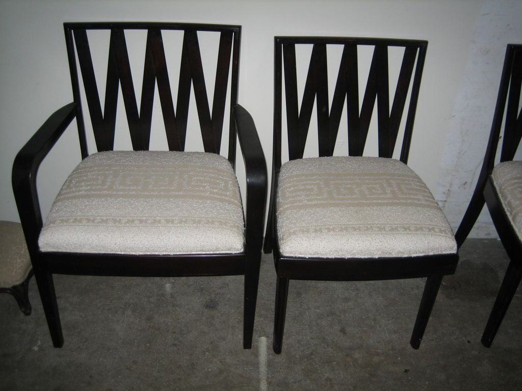 Wonderful Set of 6 Paul Frankl Lattice Back Dining Chairs