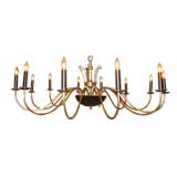 Vintage Massive Brass Chandelier with Rock Crystal Accents