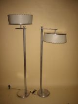 Pair of Brushed Aluminum Flip Top Floor Lamps
