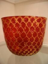 Red Barovier Pillow Vase with Gold Quilting