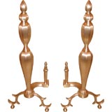 Grand Scale Satin Silver Plated Andirons