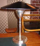 French Silverplate and Enamel Pivoting Desk Lamp