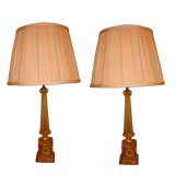 Pair of Barovier and Toso Column Table Lamps