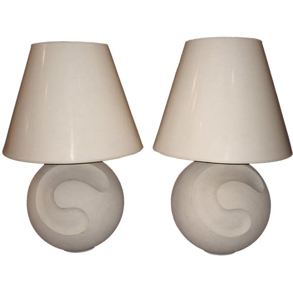 Gargantuan French Plaster Table Lamps For Sale