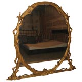 Massive Faux Bois Mantle Mirror