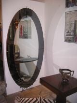 Italian 40s Murano  Oval Cobalt  Blue Mirror with Shelf