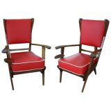 Retro Pair of Italian 50s armchairs attributed to Guglielmo Ulrich