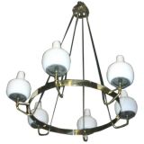 Italian 50s Stilnovo 6 Arm Brass Chandelier