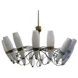Italian 50s Stilnovo 16 Arm Brass Chandelier