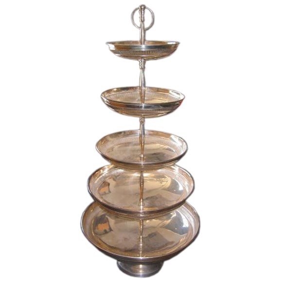 Italian 40s Silver Plate 5 Tier Serving Tray