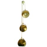 Vintage Italian 60s Brass 3 Ball Pivoting Shade Chandelier