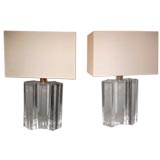 Pair of Italian 70s Plexiglas Table Lamps