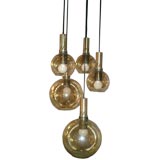 Italian 60s Brass w/ 5 Smoke Glass Spheres Italian 60s Brass w/ 5 Smoke Glass Spheres