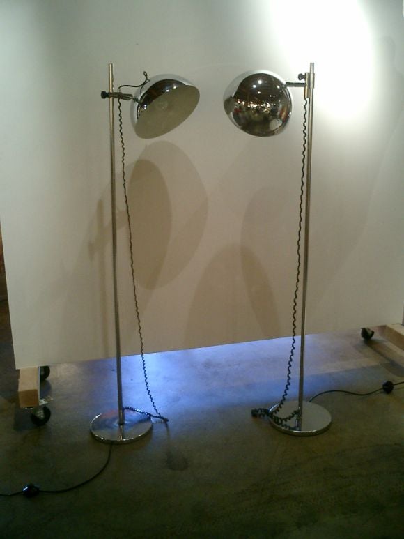 Pair of Italian 70s Chrome Floor Lamps