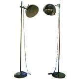 Vintage Pair of Italian 70s Chrome Floor Lamps