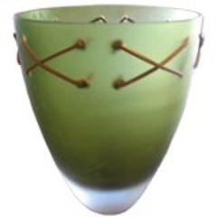 Murano Hand Blown Vase with Leather Weave 5