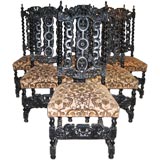 Antique Set of 6 Flemish "Spanish Style" Chairs