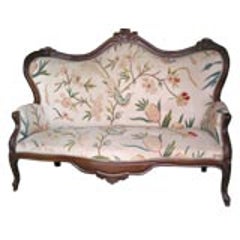 19th C. Italian Walnut Settee with Original Upholstery 7