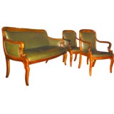 French 19th c. Directoire Sette + Pair of Armchairs